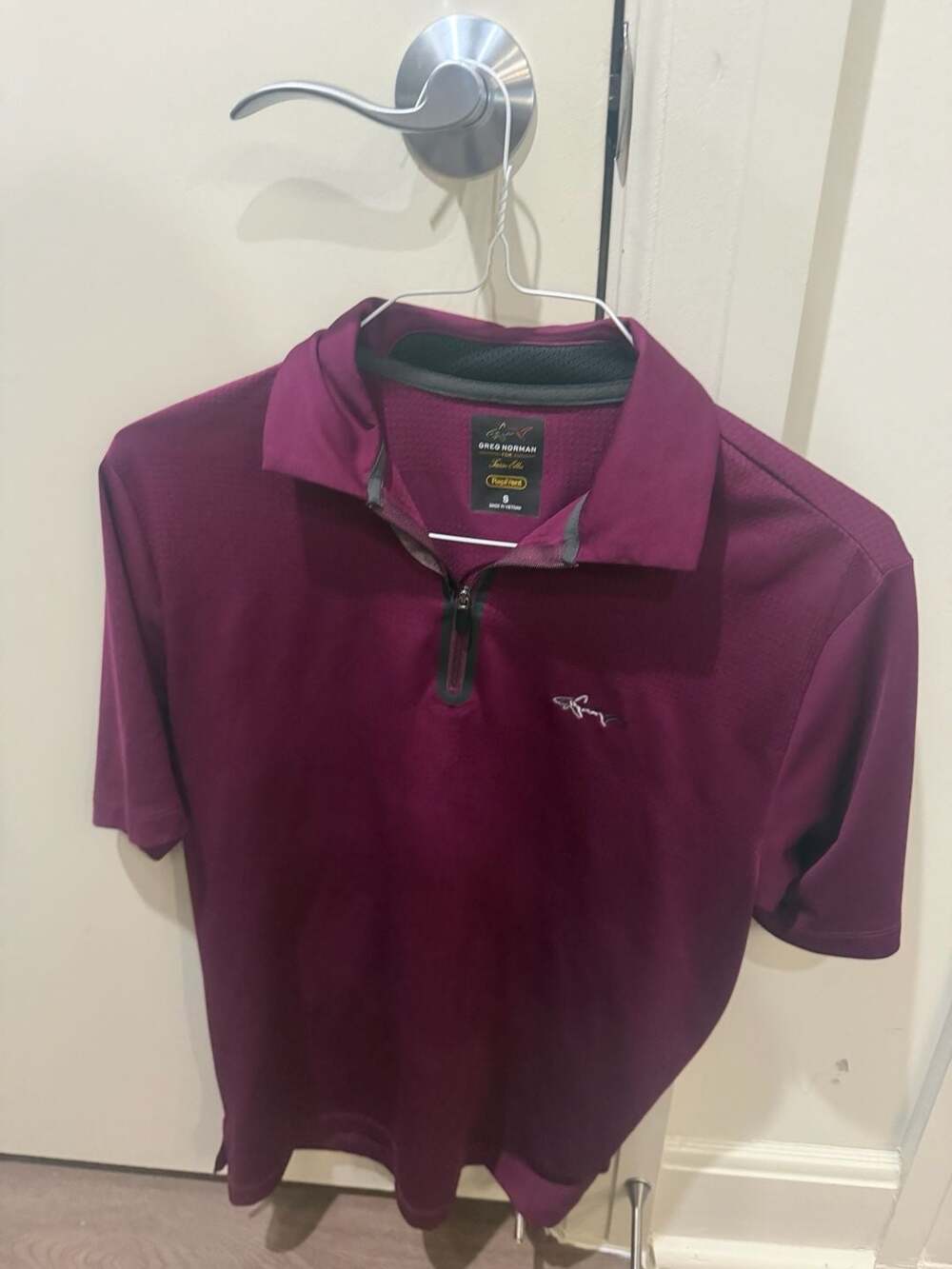 Greg Norman for Tasso Elba RapiVent Burgundy Short Sleeve Quarter-Zip Polo Shirt